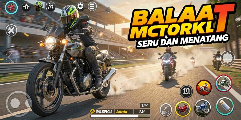 Screenshot gameplay 55RT menampilkan aksi balapan motor yang cepat dan mendebarkan.