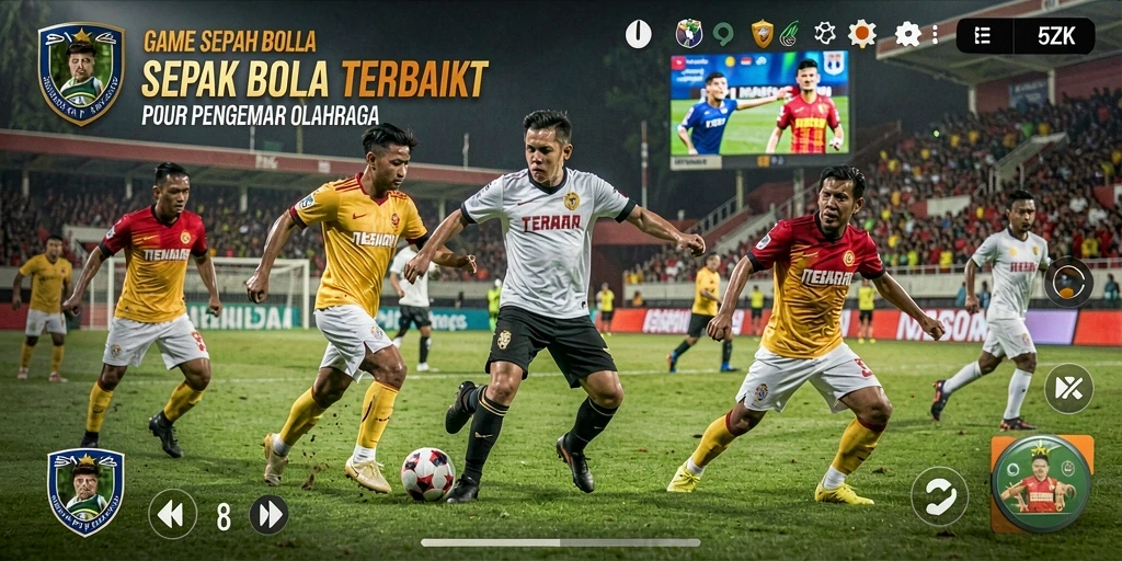 Gameplay seru dalam 5ZK dengan atmosfer pertandingan sepak bola.