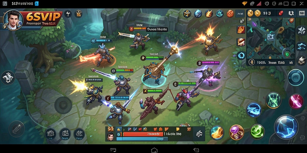 Screenshot gameplay menampilkan pertempuran strategis di dunia 6SVIP.