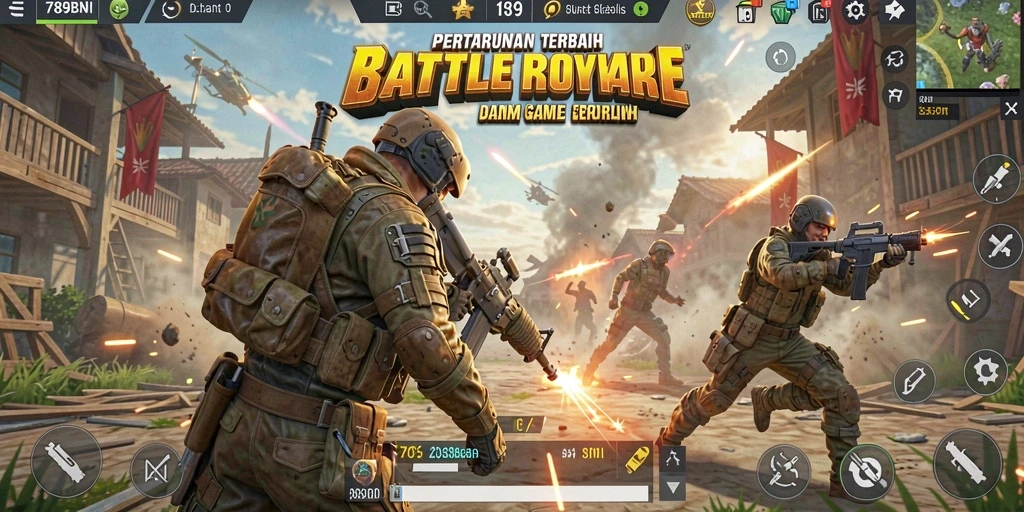 Tangkapan layar menampilkan aksi seru dalam game Battle Royale 789BNI.