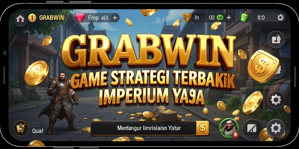 Skrinsut gameplay <strong>GRABWIN</strong> menunjukkan aksi seru dalam membangun kerajaan.