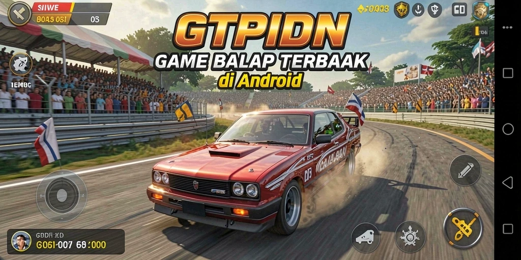 Tampilan gameplay GTPIDN yang mendebarkan saat balapan.