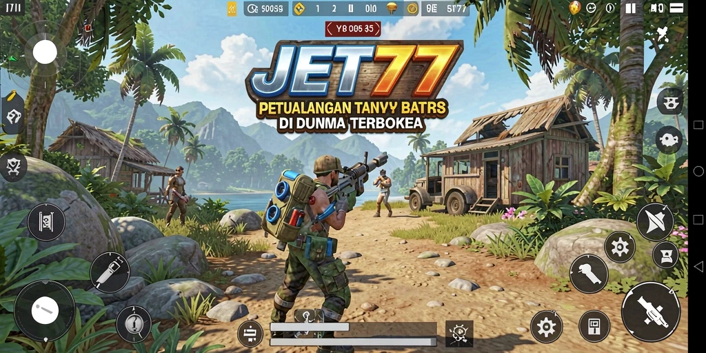 Tampilan gameplay JET77 yang menakjubkan di dunia terbuka.