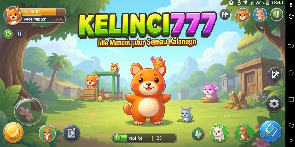 Gameplay KELINCI777 dengan karakter kelinci yang lucu dan aktivitas pengumpulan.