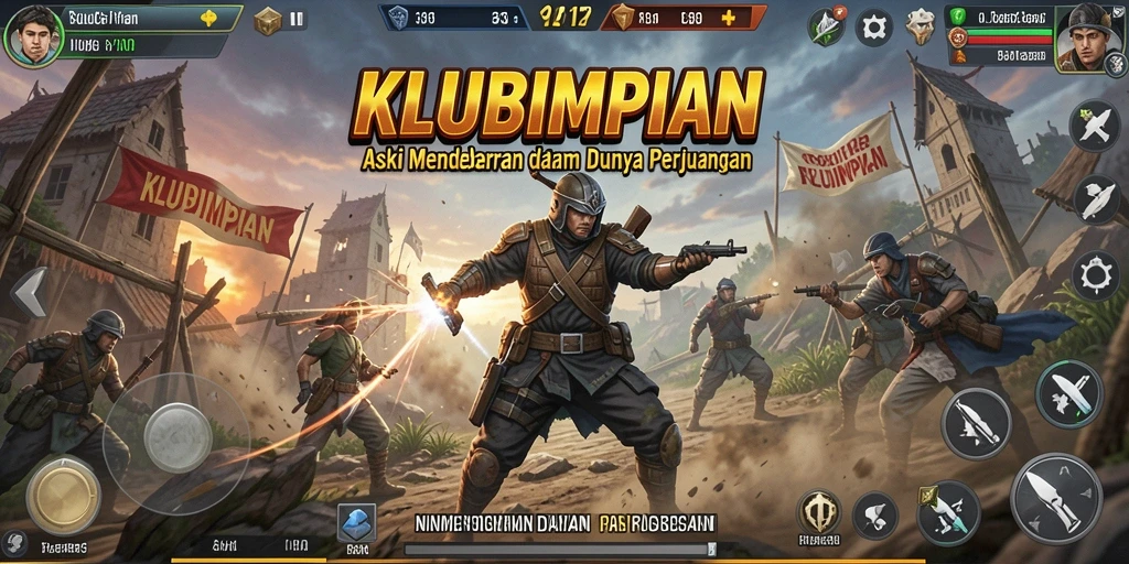 Tampilan gameplay mendebarkan dalam KLUBIMPIAN dengan aksi intens dan strategi yang harus diterapkan.