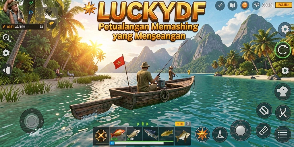 Tampilan gameplay LUCKYDF menghadirkan pengalaman memancing yang menengangkan.
