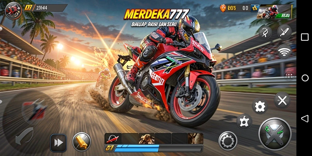Gameplay seru balapan motor di MERDEKA777.