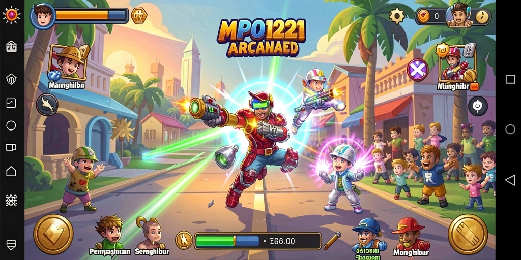 Screenshot gameplay MPO1221 menampilkan aksi seru dan berwarna-warni.