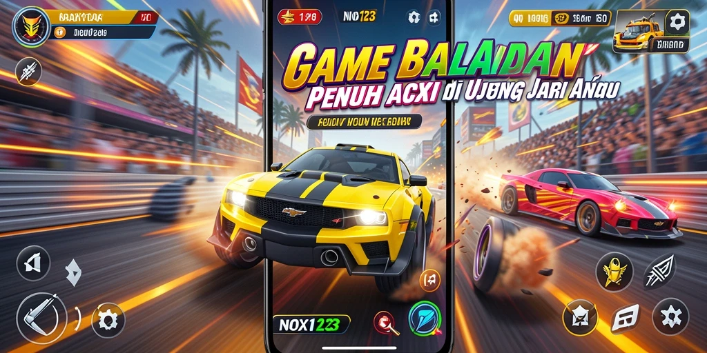 Screenshot menampilkan gameplay balapan yang intens dan mendebarkan.