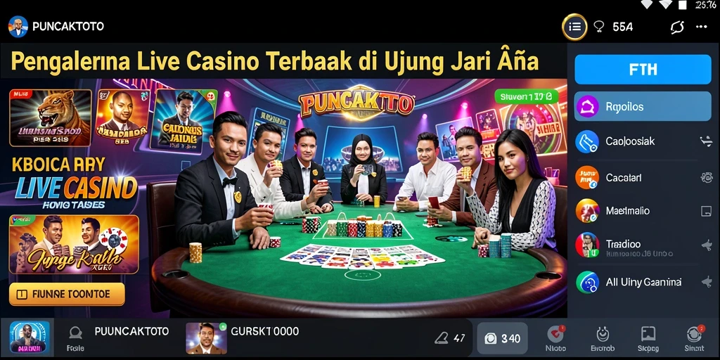 Tampilan gameplay Live Casino PUNCAKTOTO yang menarik dan interaktif.