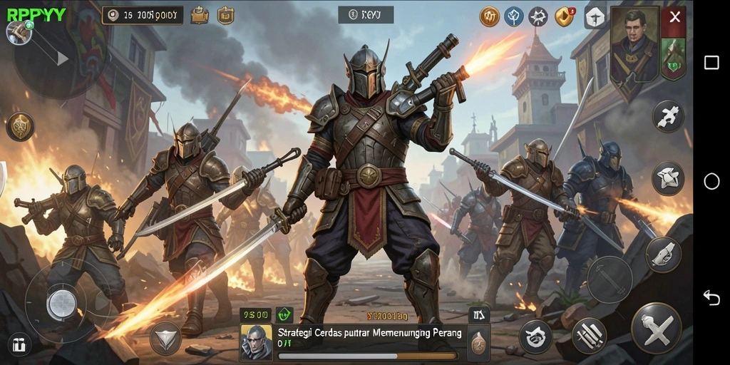 Screenshot layar utama RPYYY menampilkan aksi strategi yang mendebarkan.