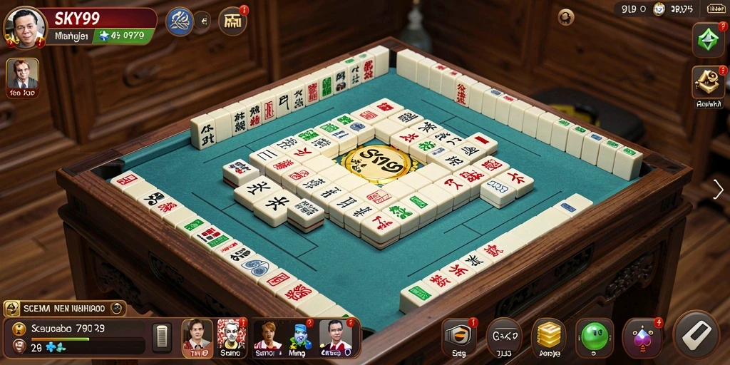 Tampilan gameplay Mahjong yang seru dan menantang di SKY99.