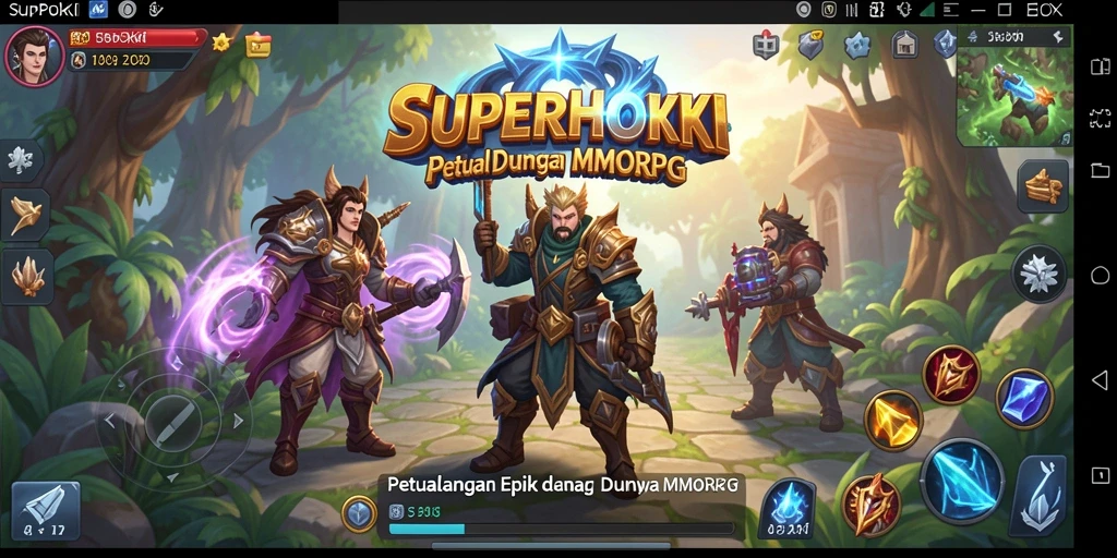 Tampilan gameplay epik dalam <strong>SUPERHOKI</strong> dengan pertarungan mendebarkan.