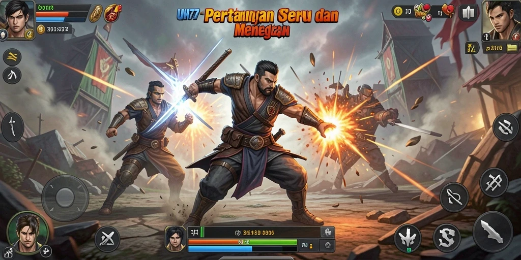 Gameplay UH77 yang intens dan menarik saat pertarungan berlangsung.